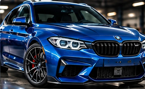 Blue BMW M2 representing body panels and exterior parts